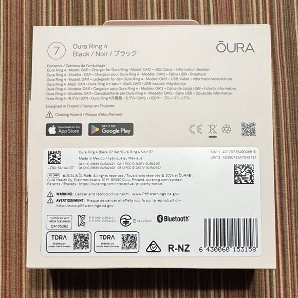 Oura Ring 4 Smart Ring Black Size 7 NEW Sealed Fitness Sleep Tracker - Picture 2 of 3